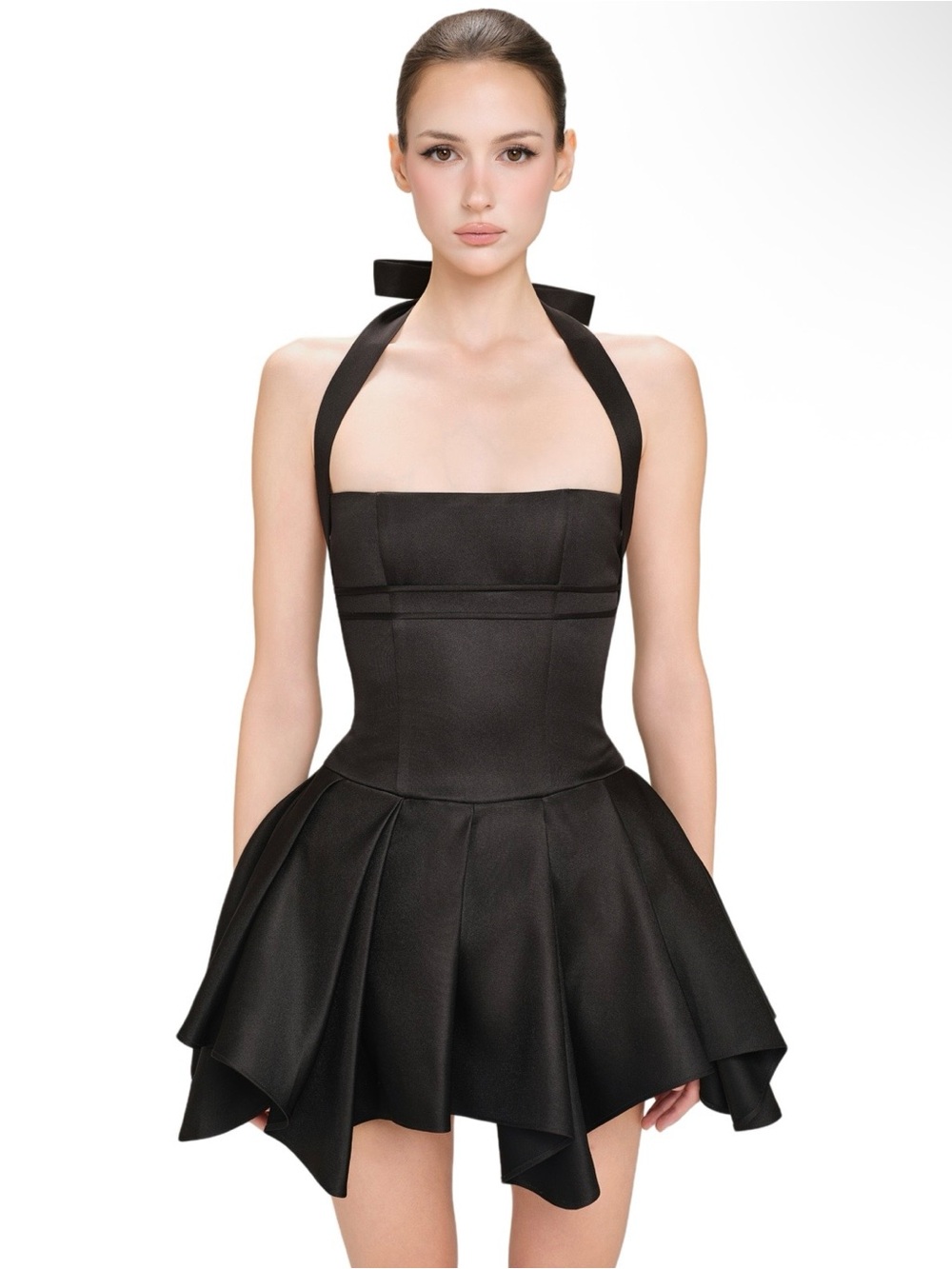 Black Halter Corset Mini Dress
